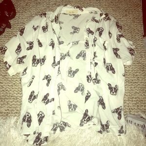 Frenchie white button up shirt